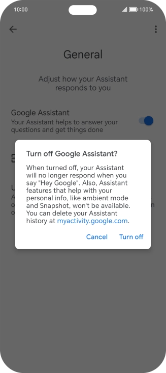 If you turn off the function, press Turn off.