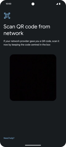 Place the QR code you've received inside the phone camera frame to scan the code. If you’ve deleted your eSIM, you can re-add it using your existing QR code. If you’re having problems, see our FAQ.