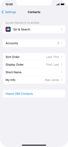 Press Import SIM Contacts.
