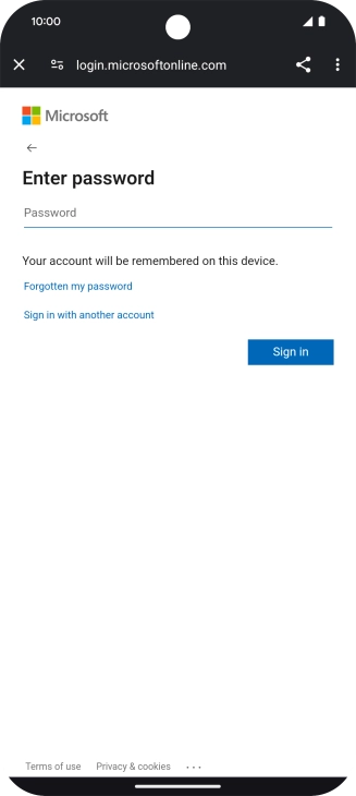 Press Password and key in the password for your email account.