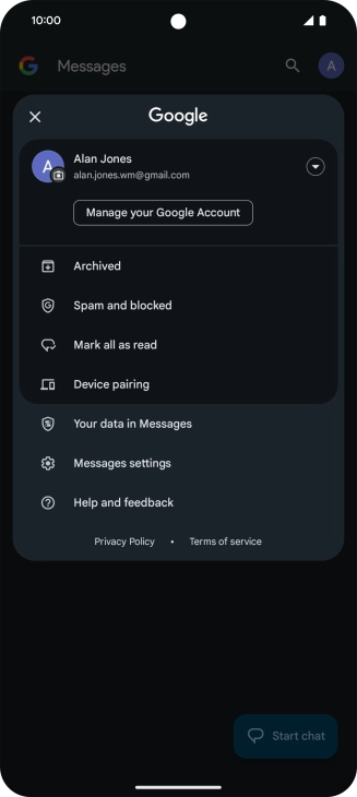 Press Messages settings.