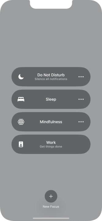 Press the required focus mode to activate or deactivate it immediately.
