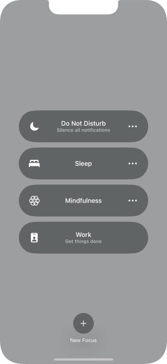 Press the required focus mode to activate or deactivate it immediately.