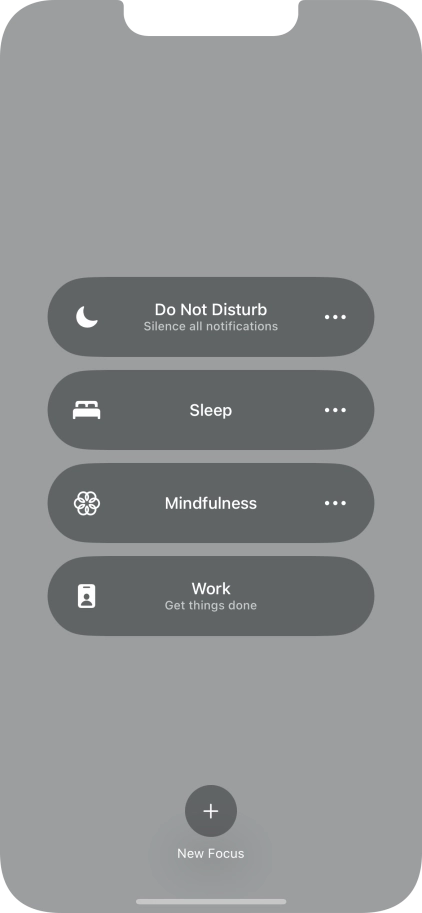 Press the required focus mode to activate or deactivate it immediately.