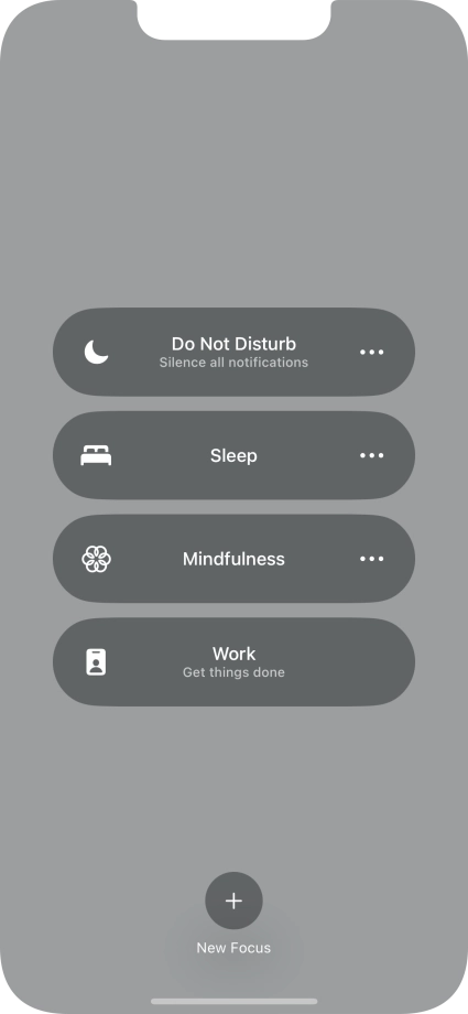 Press the required focus mode to activate or deactivate it immediately.