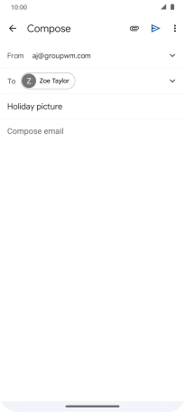 Press the text input field and write the text for your email message.