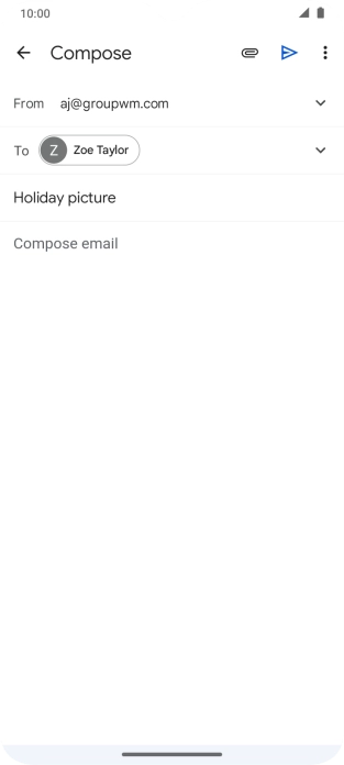 Press the text input field and write the text for your email message.