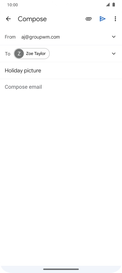 Press the text input field and write the text for your email message.