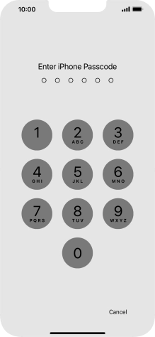 Use the phone lock code you created.