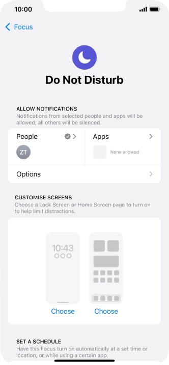Press People and follow the instructions on the screen to select which contacts you would like to receive calls and notifications from when Do Not Disturb is turned on.