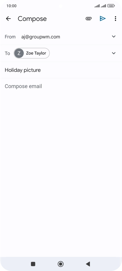 Press the text input field and write the text for your email message.