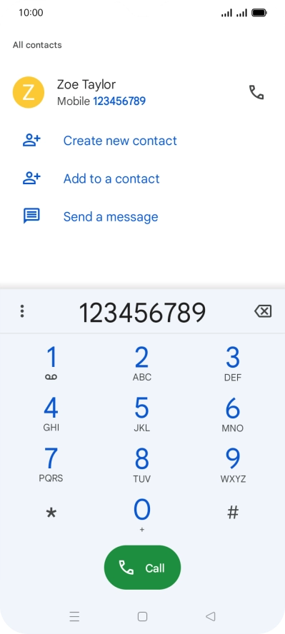 Key in the required number and press the call icon.