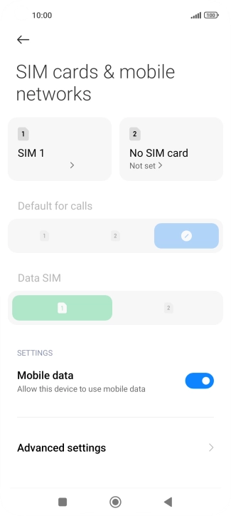 Press the name of the SIM. Press the name of the SIM.