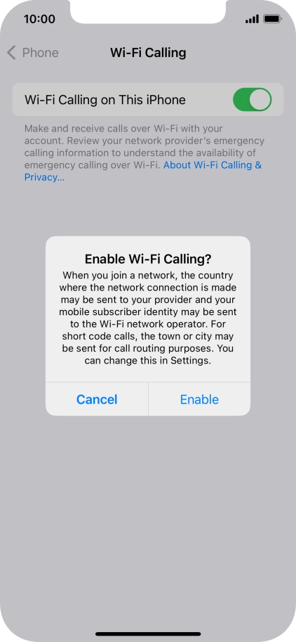If you turn on the function, press Enable.