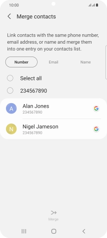Press the field next to the required number.