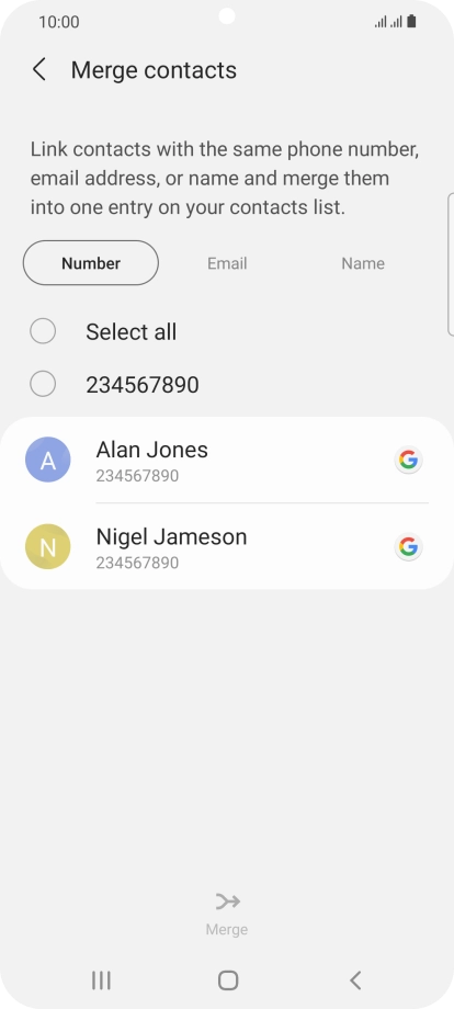 Press the field next to the required number.