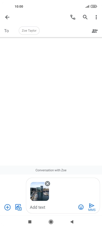 Press the text input field and write the text for your picture message.