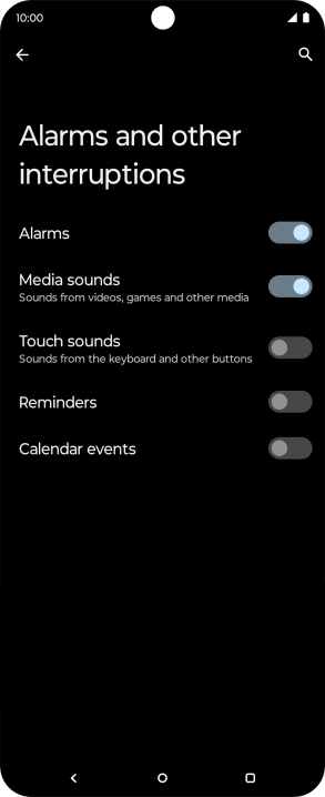 Press the indicators next to the required settings to turn sound for the selected functions on or off.