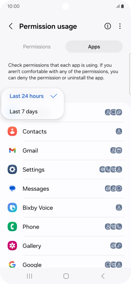 Press the required setting. Press the required setting.