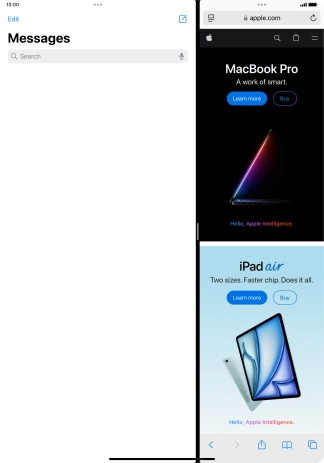 The applications are now displayed on a split screen. The applications are now displayed on a split screen.