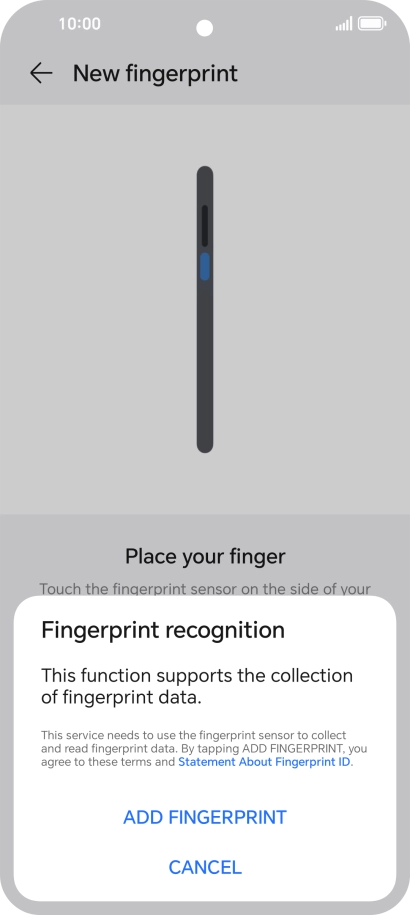 Press ADD FINGERPRINT.
