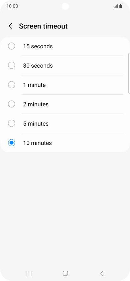 Press the required setting.