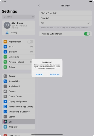 Press Enable Siri.