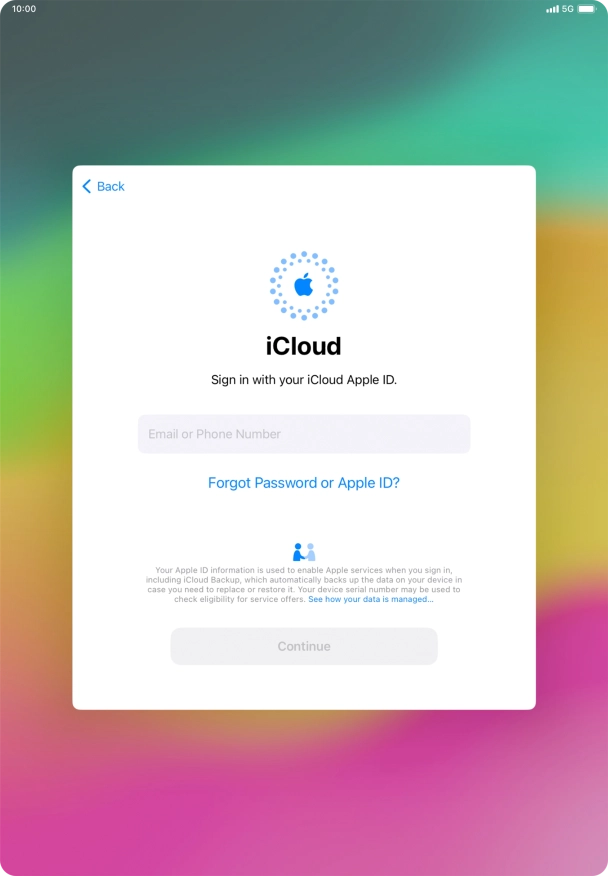 Press Email or Phone Number and key in the username for your Apple ID.