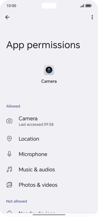 The app activity for the selected app is displayed.