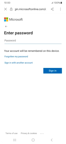 Press Password and key in the password for your email account.