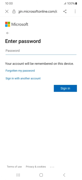 Press Password and key in the password for your email account.