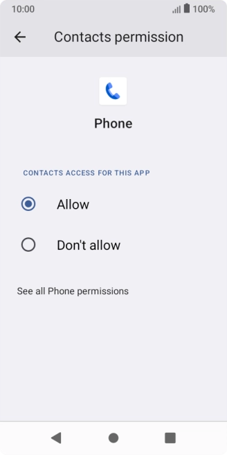 Press the required setting.