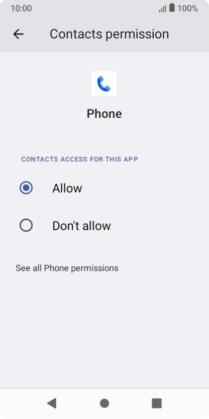Press the required setting.