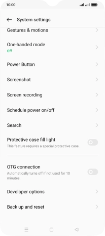 Press Back up and reset.