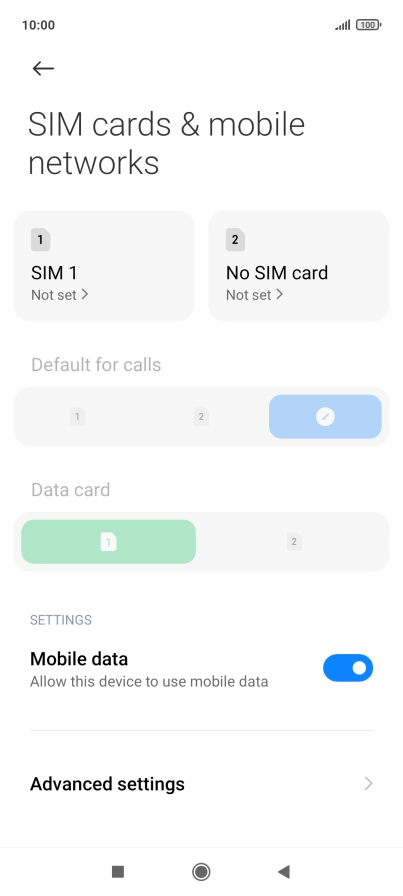 Press the name of the SIM.