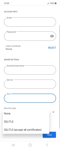 Press the required setting.