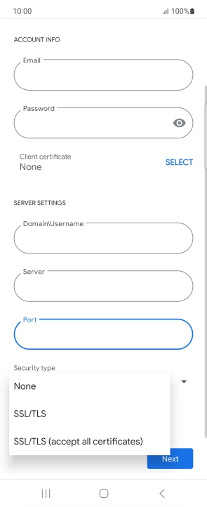Press the required setting.