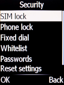 Select SIM lock. Select SIM lock.