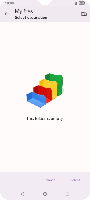 To create a new folder, press the new folder icon and follow the instructions on the screen to create a new folder.