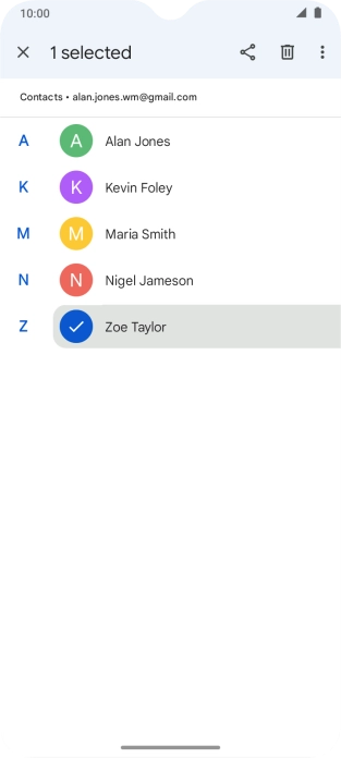 Press the required contact.