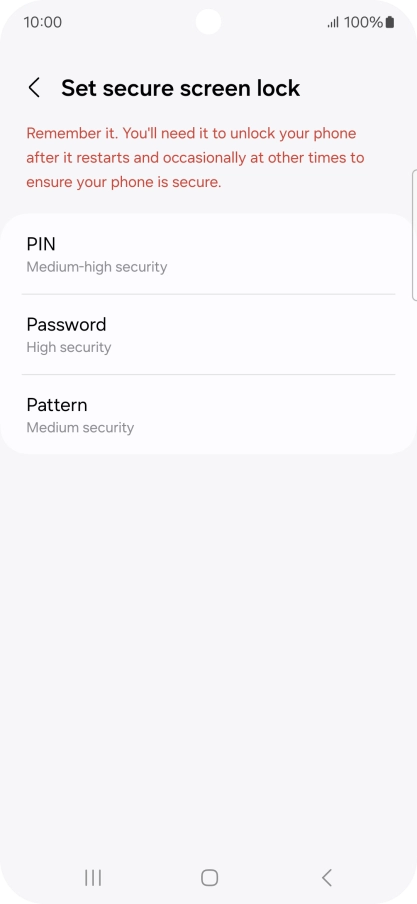 Press the required phone lock code and follow the instructions on the screen to create an additional phone lock code.