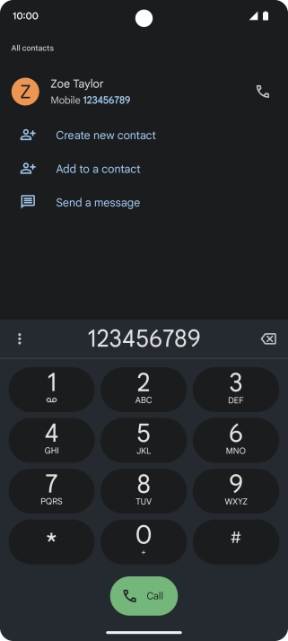 Key in the required number and press the call icon.