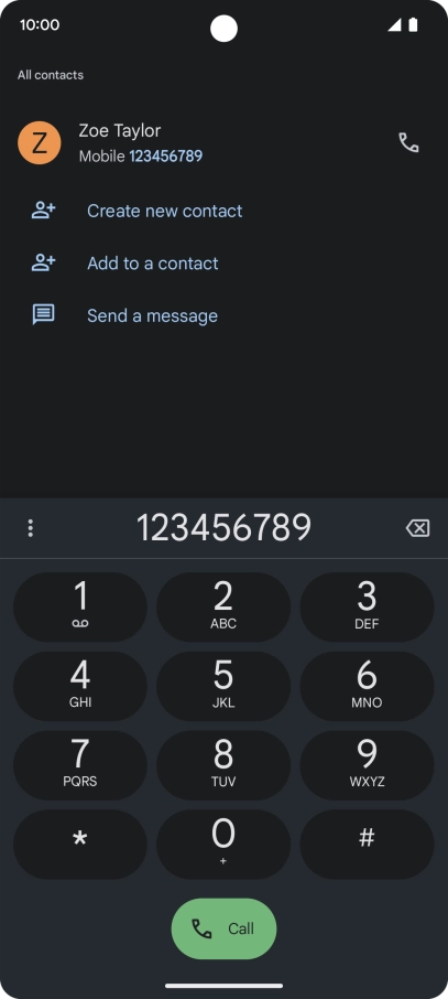 Key in the required number and press the call icon.