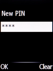 Key in a new four-digit PIN and press the Navigation key.