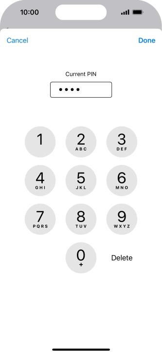 Key in your current PIN and press Done.