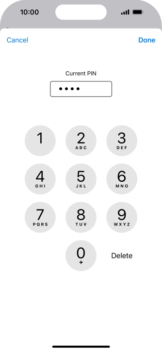 Key in your current PIN and press Done.
