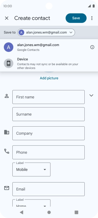 Press the required Google account.