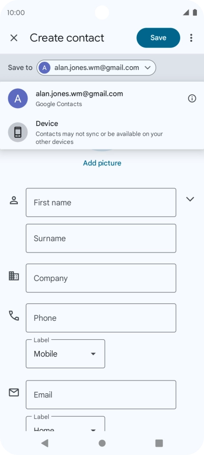 Press the required Google account.