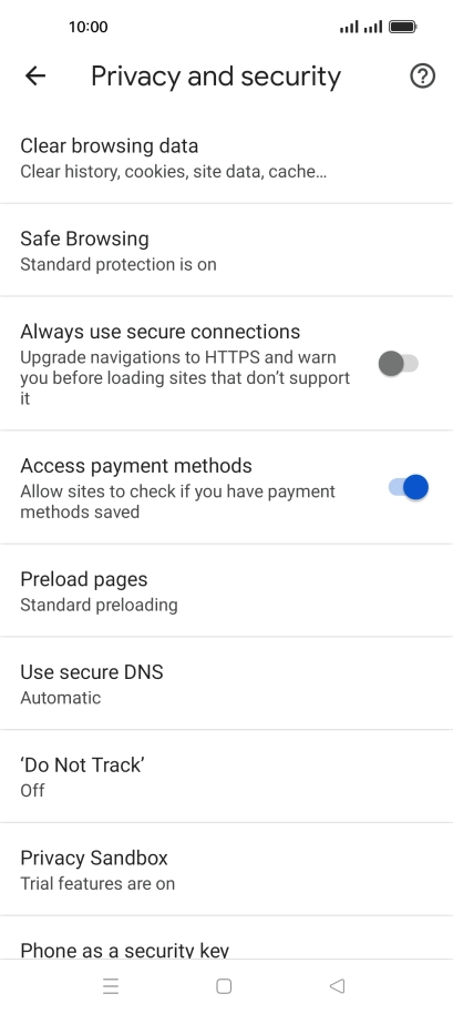 Press Clear browsing data.