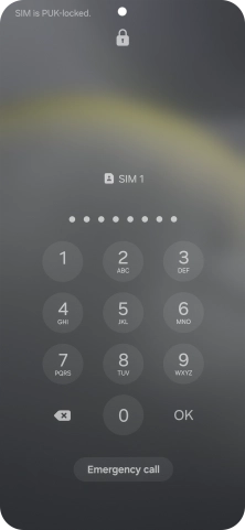 Key in the PUK and press OK.
